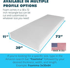 Foamma 11" x 30" x 72" High Density Upholstery Foam Cushion (Seat Replacement, Upholstery Sheet, Foam Padding) Made in USA