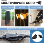 13 Amp Outdoor Extension Cord 10 ft, 16/3 SJTW 10 Foot Black Extension Cord 3 Prong, Weatherproof Exterior Power Cable for Outside Lights & Lawn, UL Certified - US Veteran Owned