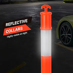 Delineator Post with Base 6 Pack, PeakPursuit 45 Inch Portable Orange Traffic Delineator Posts Cones with Reflective Collars for Driving Practice and Construction Work