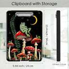 Clipboard with Storage,Office Supplies Nursing Clipboards Folder with Pen Holder Plastic Foldable Clip Board with Storage for Nurse Teacher,Mushroom Frog