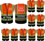 BeautyWill Custom Logo 10/20 Pack Safety Vest Class2 High Visibility Vest with Pockets Breathable Construction Vest Bulk