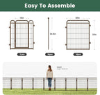 32 in(H) Decorative Garden Fence Outdoor for Yard with 2 Gates,Heavy Duty Iron 16 Panels Total 34.7ft(L) Anti Dig Fence with Gravity Automatic Lock for Indoor/Outdoor Decorative Dog Fence,Brown
