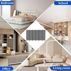 Room Divider 6FT Room Partition with Lockable Wheels, (Thicked Metal Base) Room Dividers, Freestanding Indoor Folding Privacy Screens, Portable Fabric Wall Divider for (Grey, 132"- 6 Panel)