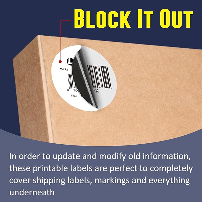 L LIKED 2" Round Direct Thermal Labels for Block, Permanent Adhesive Circle Label & Compatible with Rollo, Zebra and Other Desktop Printers (1 Roll, 750 Labels)