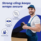 Rosmonde Bulk Black Plastic Wrap, 18" x 1500 ft, 20 Rolls Pack, 80 Gauge Heavy-Duty Pallet Shrink Wrap, True 1500 Ft, 3" Core, Puncture Resistant Stretch Wrap for Moving, Shipping & Secured Wrapping