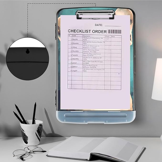 Clipboard with Storage,Heavy Duty Plastic Storage Clipboard with Low Profile Clip,Teacher Must Haves,Office Supplies,French Bulldog