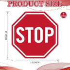 Nuanchu 5 Pcs Stop Floor Sign Stickers, 17" x 17" Anti Slip Adhesive Non-reflective Octagon Stop Safety Warning Tags Labels for Garage Street Traffic Parking
