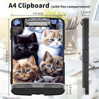 Clipboard with Storage High Capacity Plastic Nursing Clipboards with Pen Holder File Folder Storage Box Clipboard with Heavy Duty Clips for Teacher,Doctor,Offices-Cute Cats