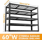 5-Tier 60”W x 24”D x 72”H Garage Shelving Storage Shelves 3000LBS Heavy Duty Metal Shelf Adjustable Rack Units Suitable for Garage Basement Warehouse Utility Shelves (Black)