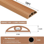 Floor Cord Cover Self Adhesive Cord Hider Floor Extension Cord Covers for Floor Power Cord Protector Cable Management Prevent Cable Trips Cable Cavity 0.32" W x 0.32" H (Light Brown Wood, 10Ft)