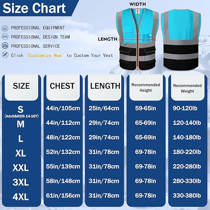 BeautyWill 10/20 Pack Custom Logo Safety Vest,Bulk High Visibility Class 2 Reflective Work Vests