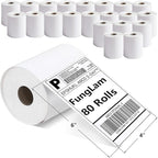 FungLam 80 Rolls 4x6 Direct Thermal Shipping Labels, 250 Labels Per Roll, 1" Core, Perforated, White Mailing Postage Shipping Label Compatible with Zebra 2844 ZP-450 ZP-500 ZP-505