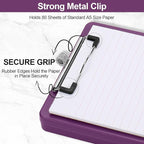 Small Clipboard with Storage, A5 Clipboards with Pen Holder, Half Letter Clip Boards 6x9 Mini Plastic Clipboard with Low Profile Clip for Classroom, School, Office Supplies (Purple)
