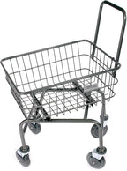 Rolling Laundry Cart with Wheels, Metal Wire Basket, Heavy Duty Utility Cart (Grey)