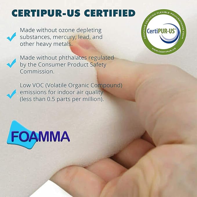 Foamma 0.5" x 30" x 72" High Density Upholstery Foam Cushion (Seat Replacement, Upholstery Sheet, Foam Padding) Made in USA!