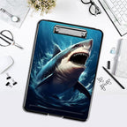 Clipboard with Storage,Office Supplies Nursing Clipboards Folder with Pen Holder Plastic Foldable Clip Board with Storage for Nurse Teacher,Shark in Sea