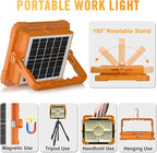 100W LED Solar Work Light, 466 LED 10000LM Magnetic Worklight with 5 Modes, 12000mAh Battary Rechargeable, IP66 Waterproof Portable Solar Outdoor Working Light for Emergency, Repair, Camping