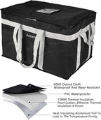 Food Delivery Insulated Bag, Insulated Cold Meal Bag, Built-in Base Plate, For Hot and Cold Food Takeout, Commercial Catering Transportation - 23 * 14 * 15 inches (Partitioned, Black)