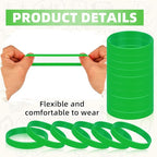 100pcs Rubber Wristbands, Blank Silicone Bracelets Gifts Supplies Rubber Wrist Band Kit Sports Green For Men Women Teens-Green