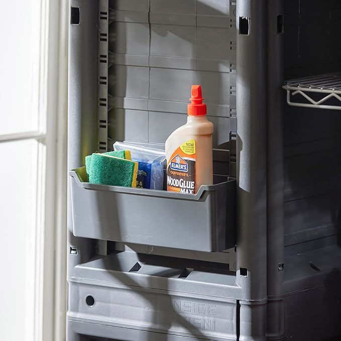 Gracious Living 3-Shelf Base Cabinet, MaxIt Lockable Utility Storage with Adjustable Shelves for Garage, Basement, Workshop, Grey - Large