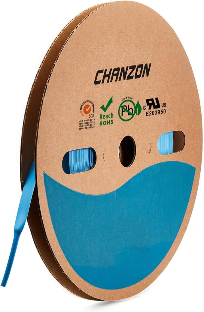 Chanzon 2:1 Ratio - 80Ft Roll - 3/16" (5mm) Heat Shrink Tubing 2:1(25M Total Length) Blue Polyolefin Sleeving Wrap Shrinking 2 to 1 1pcs