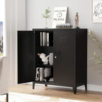Metal Storage Cabinet with Lock, Locking Cabinets with 2 Doors and Shelves, Lockable Steel Locker Cupboard, Small Sideboard Buffet Cabinet for Home Office