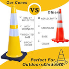 BESEA 8Pack 36” inch Traffic Cones Yellow Road Parking Cones Construction Safety Cone Structurally Stable for Traffic Control(Blue Color)