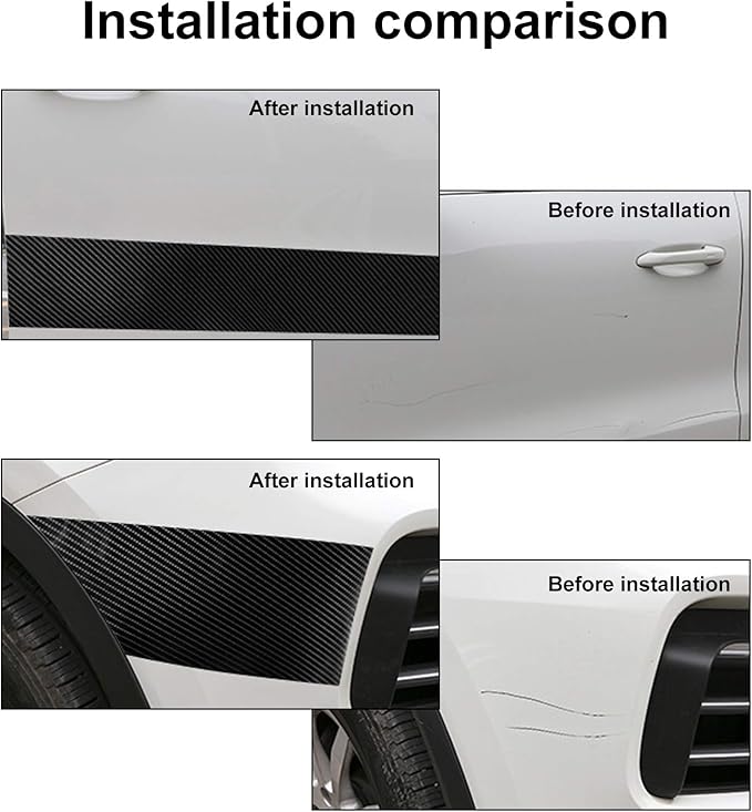 MYFAMIREA Car Door Edge Guards Carbon Fiber, 5D Gloss Black Vinyl Automotive Entry Sill Protector Wrap Film, Universal Self-Adhesive Auto Door Trim Strips Anti-Collision (33Ft x 2.8In)