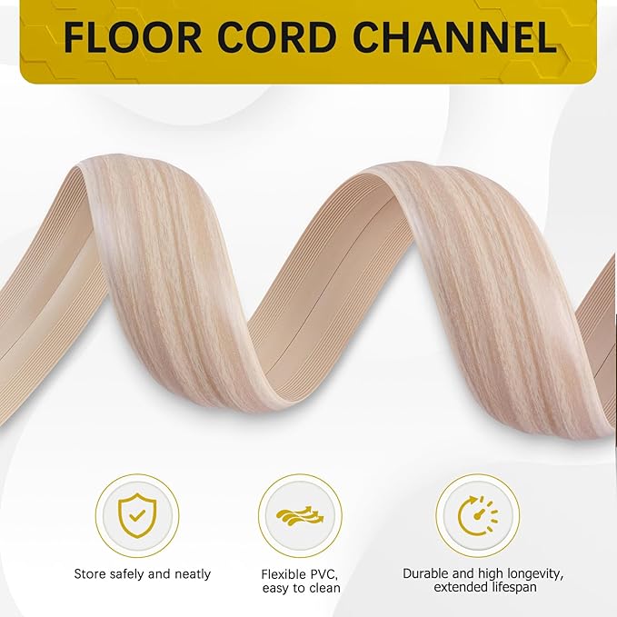Floor Cord Cover 10FT Cord Covers for Wires on Floor Protect Wires & Prevent Trip Hazards, Easy to Cut for Home, Office, School, Concerts, Cavity W0.6in x H0.32in