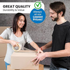 36 Rolls [Upgraded] Clear Premium Packing Tape, 65 Yards, 2.2 mil, Heavy Duty Packaging Tape for Shipping, Moving, Sealing - Stronger & Thicker