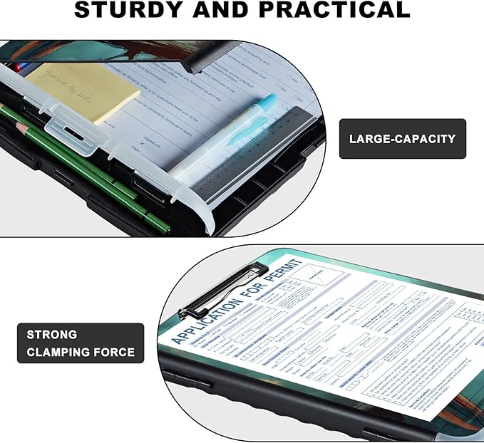 Heavy Duty Plastic Clipboard with Low Profile Clip - Storage Clipboard with Pen Holder - Teacher Must Haves, Office Supplies