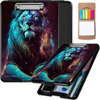 Clipboard with Storage,Plastic Storage Clipboard with Low Profile Clip, Heavy Duty Nursing Clipboards Foldable,Coaches Clipboard Case for Work, Teacher,Office School Supplies,Cool Lion