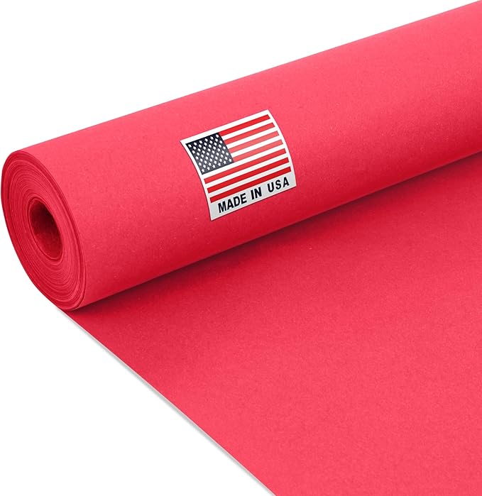 USA Made 24" x 1200" (100 ft) Christmas Red Kraft Paper Roll, 45 lbs Thickness, Colored Kraft Paper for School, Bulletin Board - Odorless, Safe, and Hypoallergenic