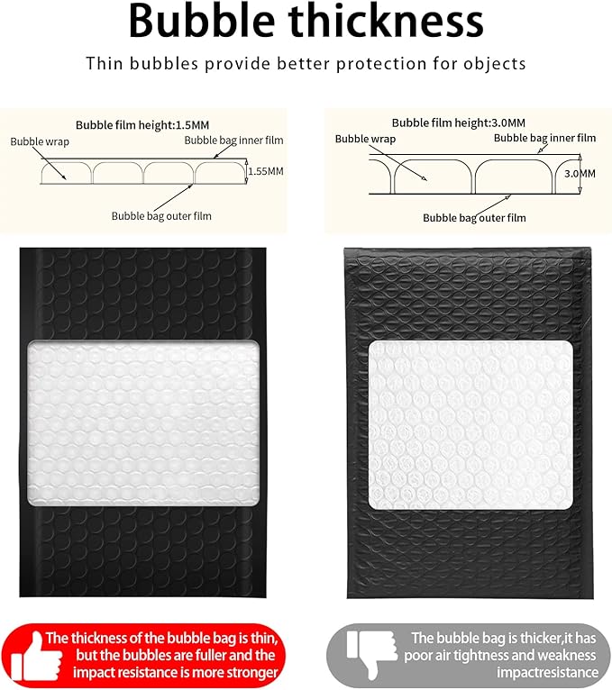 packbabol Bubble Mailers, 6x9 Inch Poly Padded Bubble Mailers Pack of 100 Bubble Envelopes Opaque Self Seal Adhesive Waterproof Bags for Shipping and Packaging(Black,6x9-100Pc)