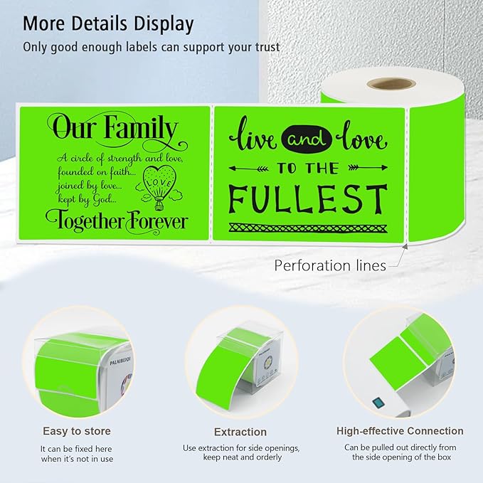 3x5 Inch Thermal Label Stickers,300Pcs Waterproof Rectangle Labels for Storage Bins,Moving Boxes,Address & Inventory Organization,Small Business Labeling,Light Green