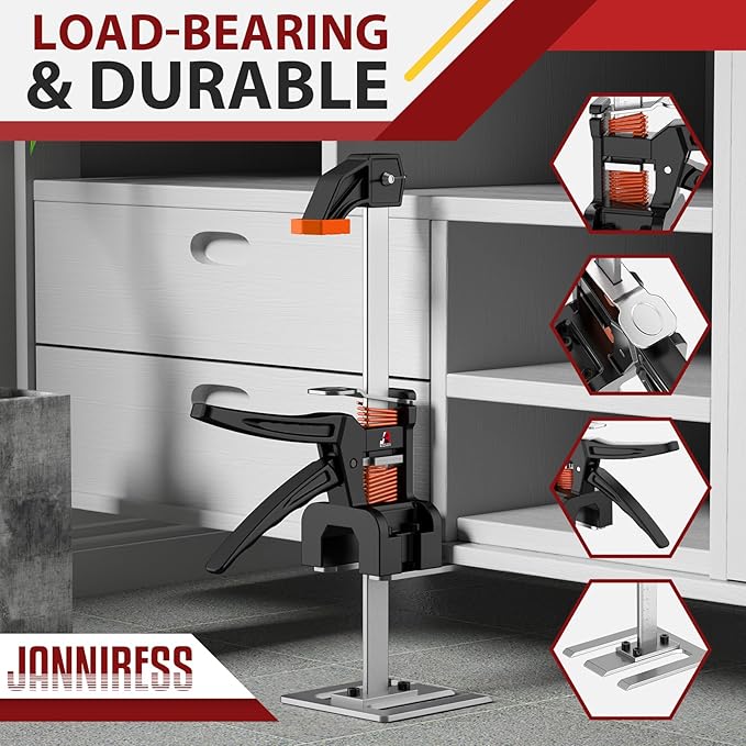Labor Saving Handle 2 Pack,12 in Construction Jack,Multifunctional Furniture Lifter Jacks for Installing Cabinets and Wall Tile Height Adjuster Handheld Tool, Load 440LBS