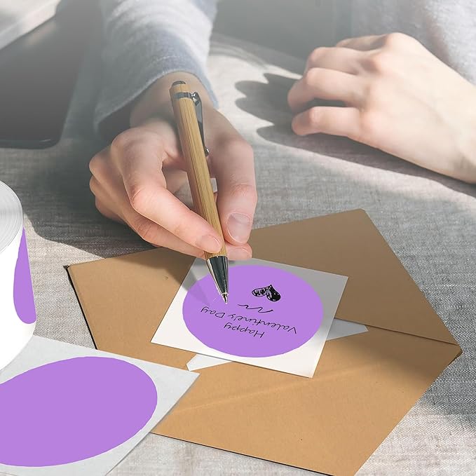 2 Inch Purple Round Thermal Labels,600 Labels/Roll,Self-Adhesive Circle Inventory Stickers, Multi-Purpose Round Roll Thermal Printing Stickers for Business and Domestic Use