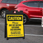 Caution Please Dry Off Wet Floor Sidewalk Sign Kit, 18x24 Inches, With A Frame Stand, Made in USA