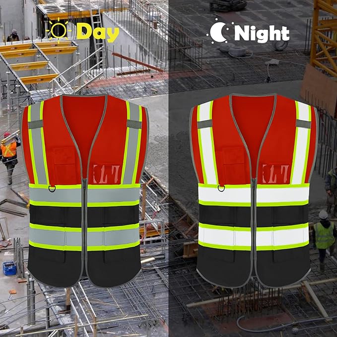 BeautyWill Custom Logo 10/20 Pack Safety Vest Class2 High Visibility Vest with Pockets Breathable Construction Vest Bulk