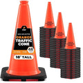 Xpose Safety 18 Inch Orange Traffic Cones, 48-Pack - Multipurpose PVC Plastic Safety Cone for Parking, Soccer, Caution, Kids and Construction - DOT Approved
