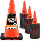 Xpose Safety 18 Inch Orange Traffic Cones, 48-Pack - Multipurpose PVC Plastic Safety Cone for Parking, Soccer, Caution, Kids and Construction - DOT Approved
