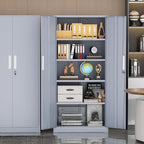 Incbruce 72” Metal Storage Cabinet, Locking Steel Storage Cabinet with 2 Doors and 4 Adjustable Shelves, Tall Lockable Tool for Garage, Home, Office (Cement Grey)
