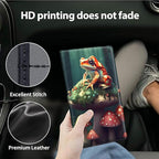 Car Registration and Insurance Holder, Leather Car Glove Box Organizer, Cool Car Accessories for ID, Driver's License Cards & Essential Document,business cards,Men&Women,Mushroom and Frog Forest