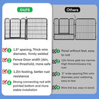 ADAVIN Tall Garden Fence with Gate, 40 in(H) 8 Panels Animal Barrier Fence, Heavy Duty Iron Metal Fence and Border, Indoor or Outdoor Dog Playpen, Flower Bed Fencing, Total 17.7 FT(L),Black