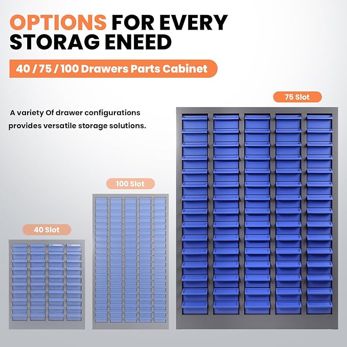75 Drawers Bolt and Nut Tool Storage Cabinet, Large Capacity Parts Organizer with Label Stickers for Screws, Nuts, and Bolts