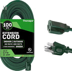 Weatherproof Outdoor Extension Cord 100 ft, 16/3 SJTW 100ft Green Extension Cord 3 Prong, Long Exterior for Outdoor Lights & Landscaping, UL Certified - US Veteran Owned