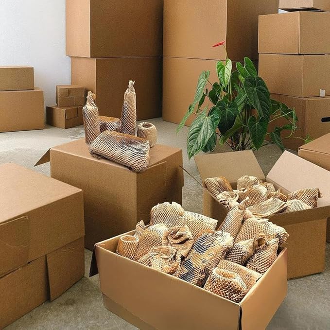Honeycomb Packing Paper 12" W x 330' L Packing Paper for Moving Products & Gifts Honeycomb Wrapping Paper Recyclable and Biodegradable Cushioning Packing Material with 20 Fragile Stickers