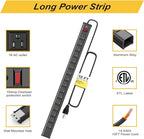 16 Outlets Long Power Strip Metal Wall Mount Power Strip 10 FT Heavy Duty Garage Workbench Workshop Bar Industrial Electric Strip Outlets, ETL (Black)