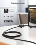 [UL Listed] Cable Matters 2-Pack 16 AWG Heavy Duty 13A Short Power Extension Cord - 1ft, 3 Prong Power Cord Extension, NEMA 5-15P to NEMA 5-15R, Black
