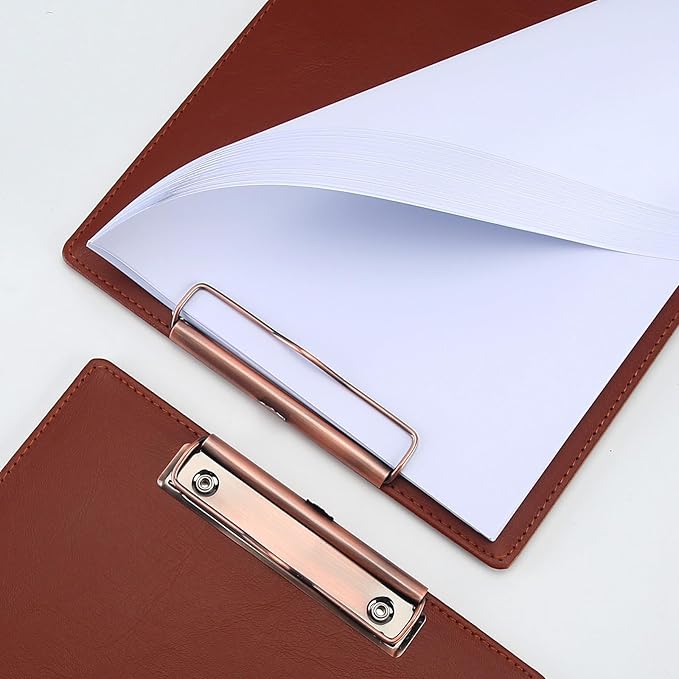 A5 Clipboard,3 Pack PU Clipboards with Hanging Hole for Office,School or Restaurant,Brown